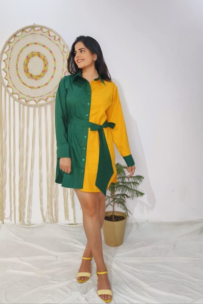 YELLOW-GREEN-COTTON-SHIRT-DRESS-1