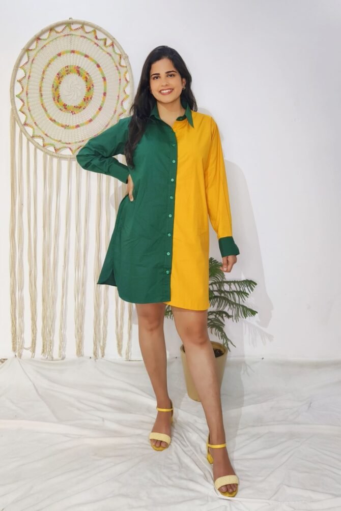 YELLOW-GREEN-COTTON-SHIRT-DRESS-2