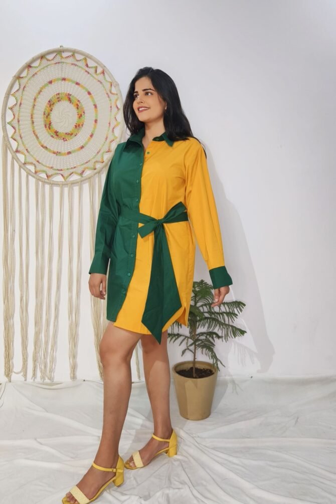 YELLOW-GREEN-COTTON-SHIRT-DRESS-4