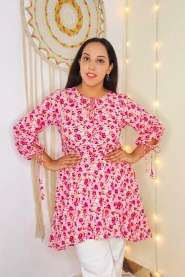 Pink-Floral-Assymetric-Tunic-1